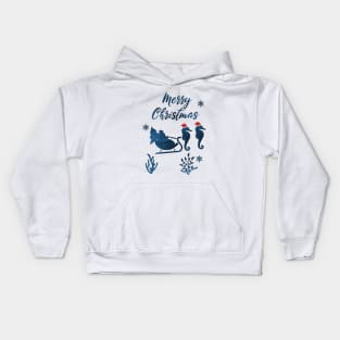 Santa Claus And Sea Seahorse Sleigh Kids Hoodie